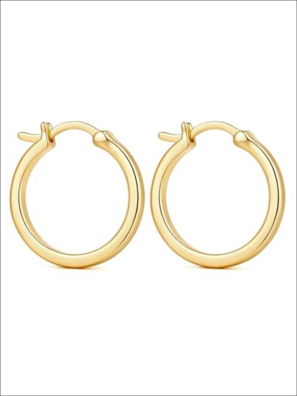14K Gold Plated Hoop Earrings Latch Back Round Silhouette Women